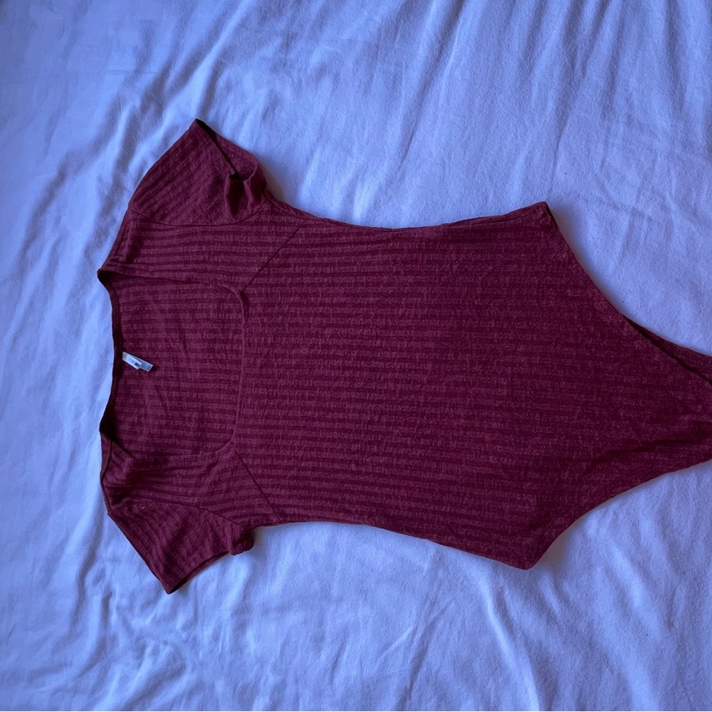 Ribbed Burgundy Bodysuit